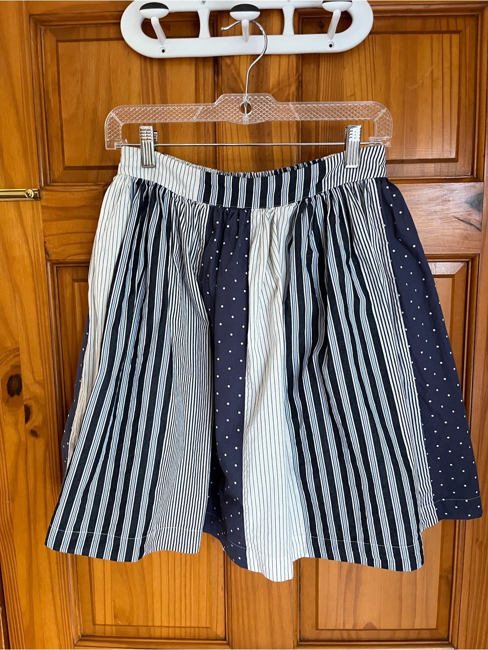 Boden Navy & White Mixed Stripe and Dot Skirt